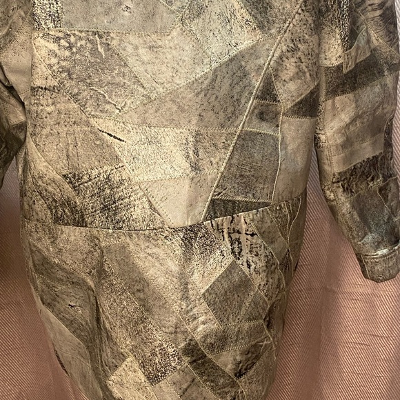 Bloomies: vintage 80s grey patchwork leather jacket - Picture 6 of 9